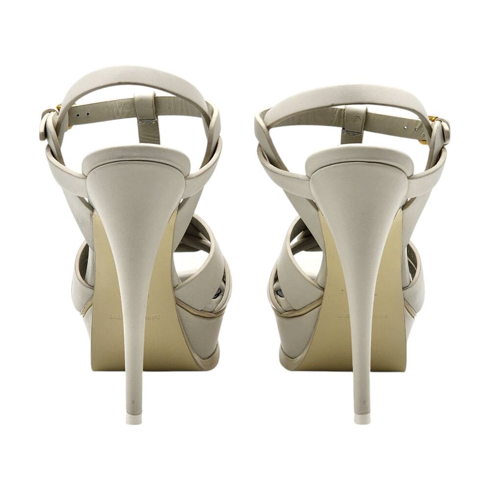 Saint Laurent Tribute Platform Leather Sandals Pumps White – NWB $1100 - Picture 5 of 16